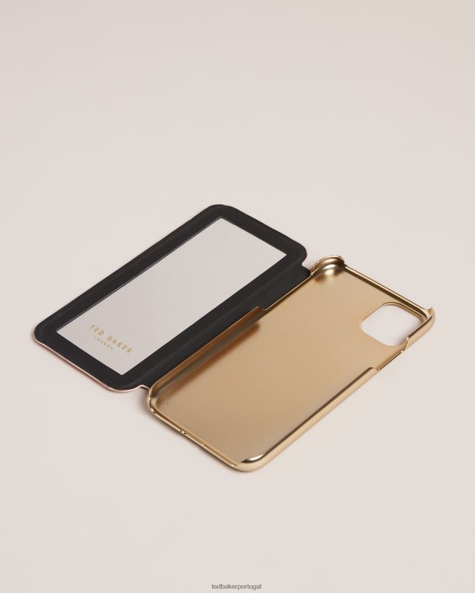 artigos para casa Ted Baker Abalone com folhas em relevo capa espelhada para iphone 11 rosa coleção 8X6HDF2104