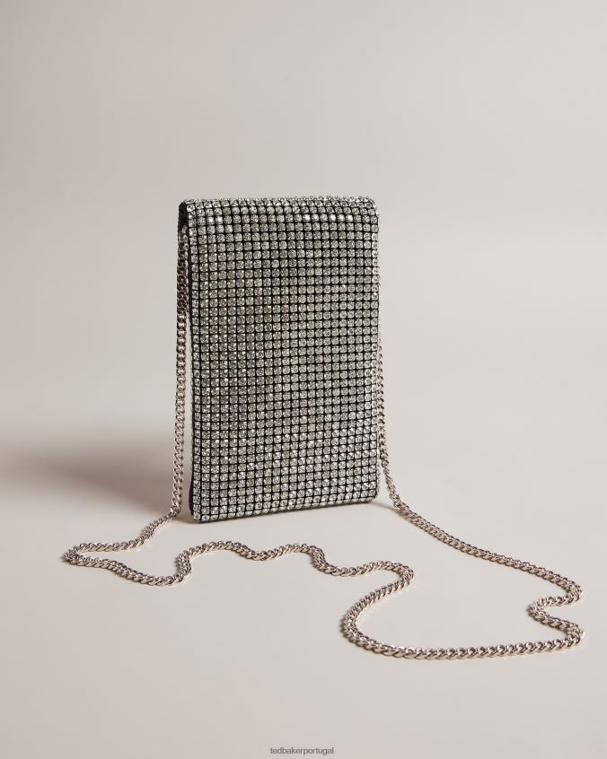 artigos para casa Ted Baker bolsa transversal de cristal glitzah prata coleção 8X6HDF791