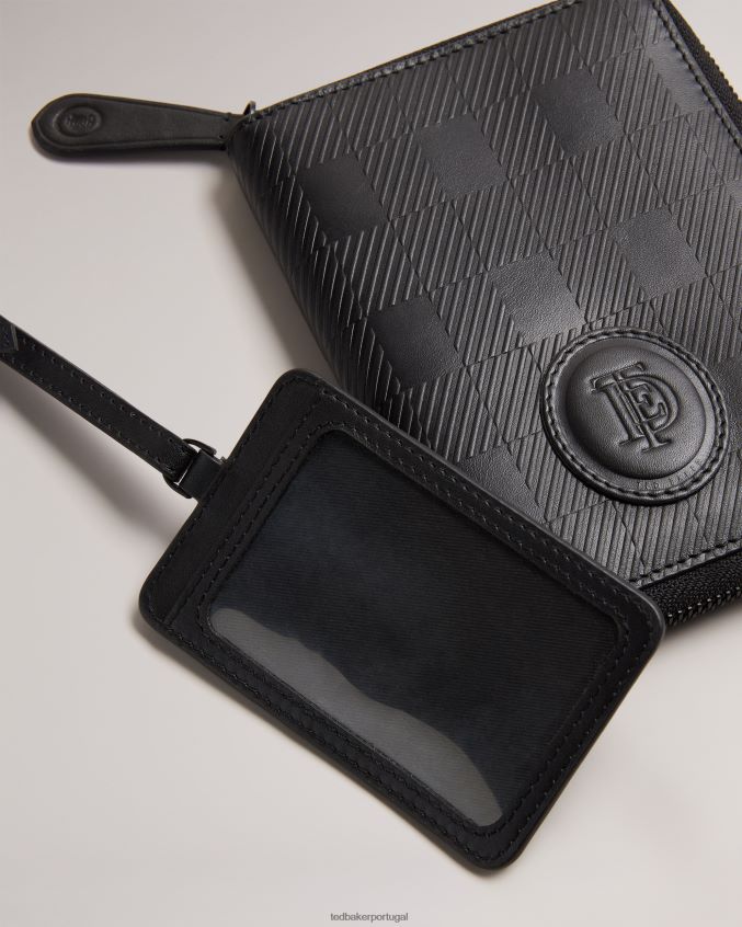 presentes Ted Baker conjunto de viagem de couro tobery house check preto coleção 8X6HDF1739