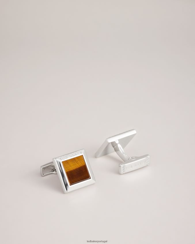 acessórios Ted Baker abotoaduras de olho de tigre coper cor prata homens 8X6HDF2035