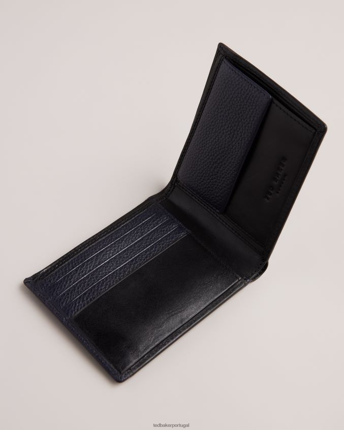acessórios Ted Baker carteira bifold de couro ceroso finliy preto homens 8X6HDF1939