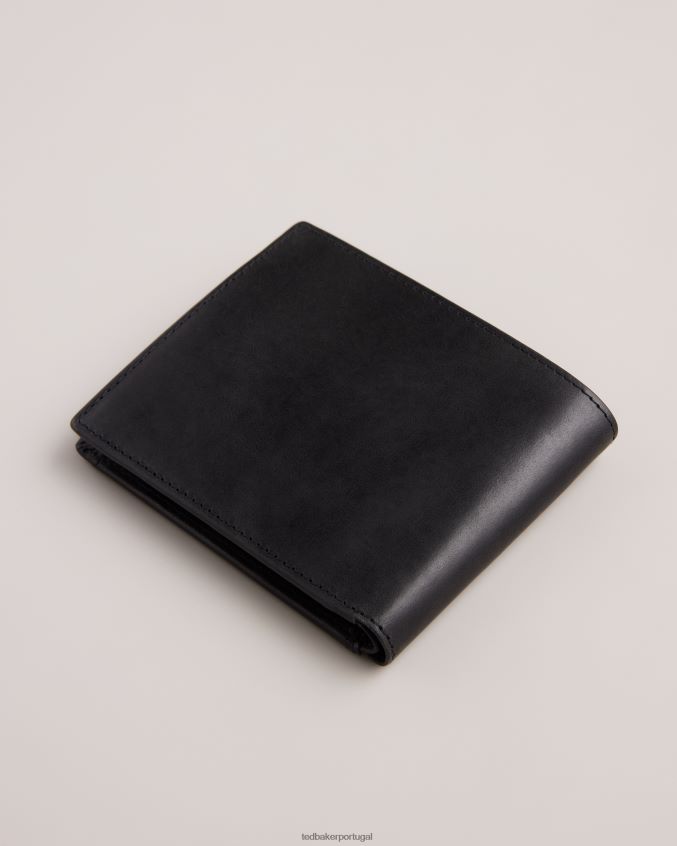 acessórios Ted Baker carteira bifold de couro ceroso finliy preto homens 8X6HDF1939