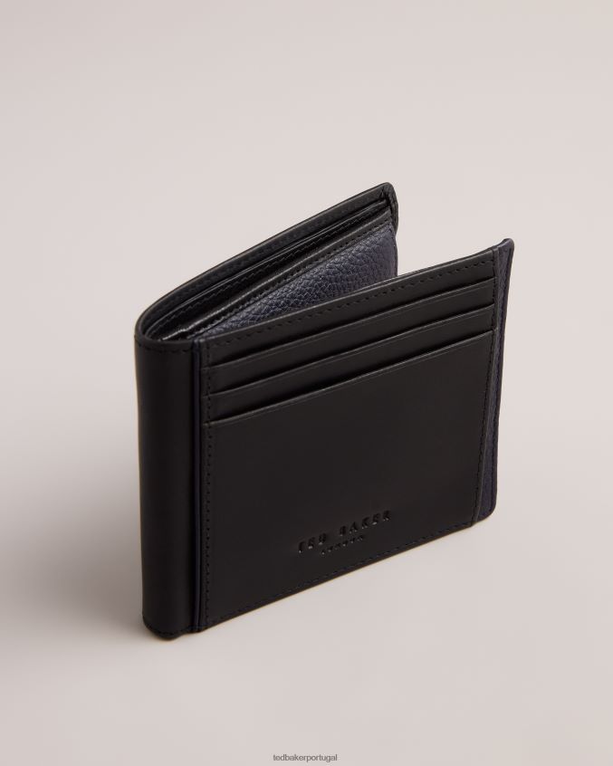 acessórios Ted Baker carteira bifold de couro ceroso finliy preto homens 8X6HDF1939