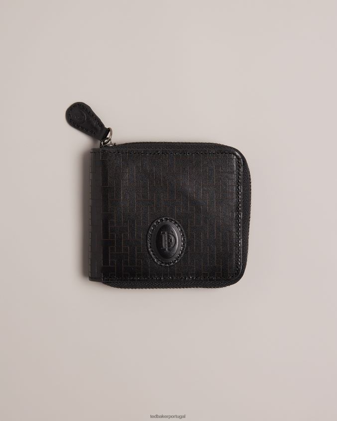 acessórios Ted Baker carteira com zíper monograma tobiat t preto homens 8X6HDF1949