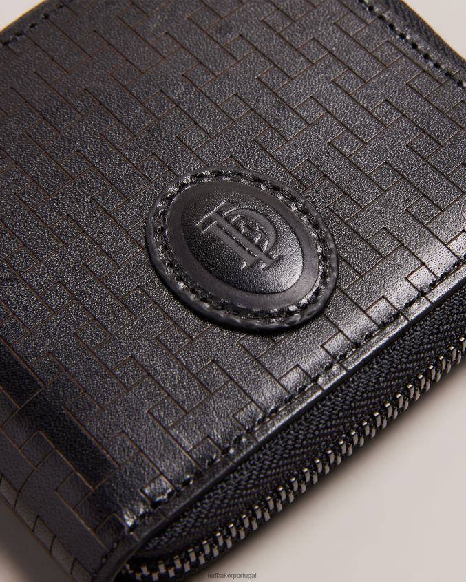 acessórios Ted Baker carteira com zíper monograma tobiat t preto homens 8X6HDF1949