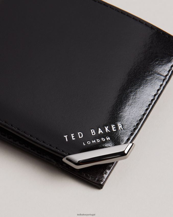 acessórios Ted Baker carteira de moedas bifold de canto de metal kornerr preto homens 8X6HDF1833