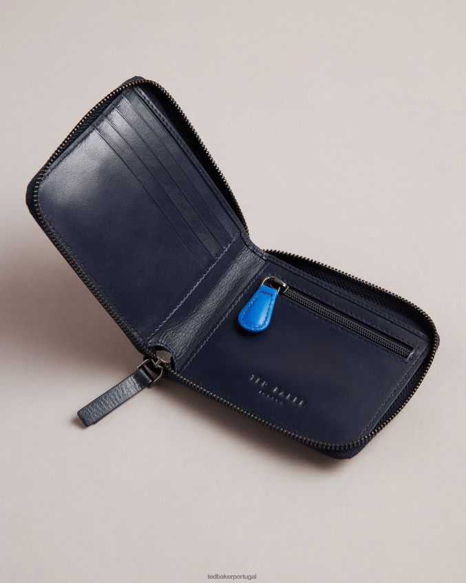acessórios Ted Baker detalhe de canto finnie com zíper em volta da carteira marinha homens 8X6HDF1924