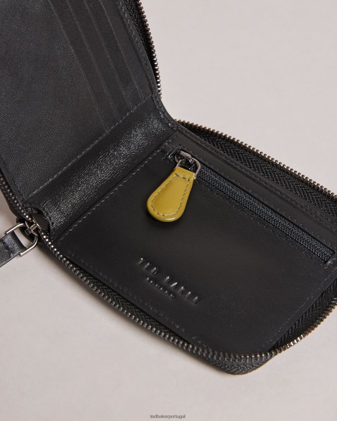 acessórios Ted Baker detalhe de canto finnie com zíper em volta da carteira preto homens 8X6HDF1918