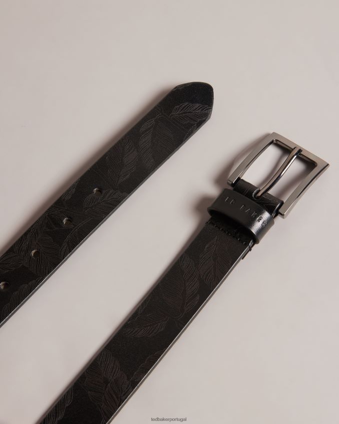 acessórios Ted Baker Cinto de couro gravado a laser Whyatt preto homens 8X6HDF2008
