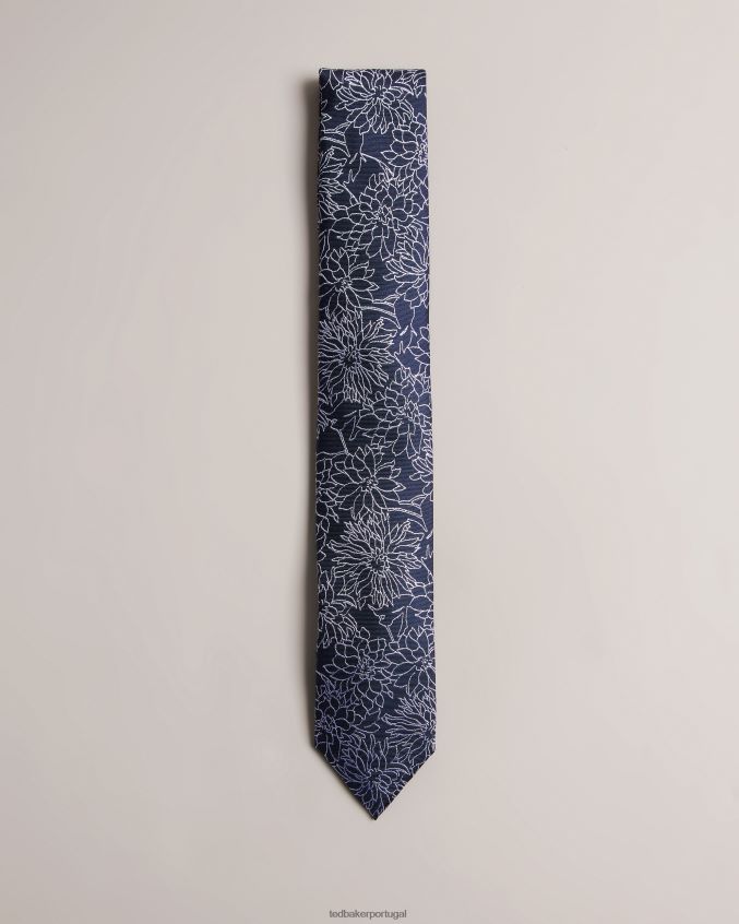 acessórios Ted Baker gravata de seda jacquard floral belice marinha homens 8X6HDF1917