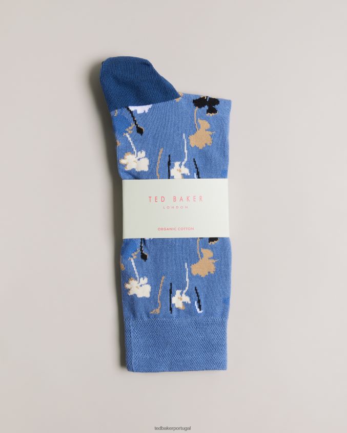acessórios Ted Baker meia florsoc com estampa floral azul homens 8X6HDF1943