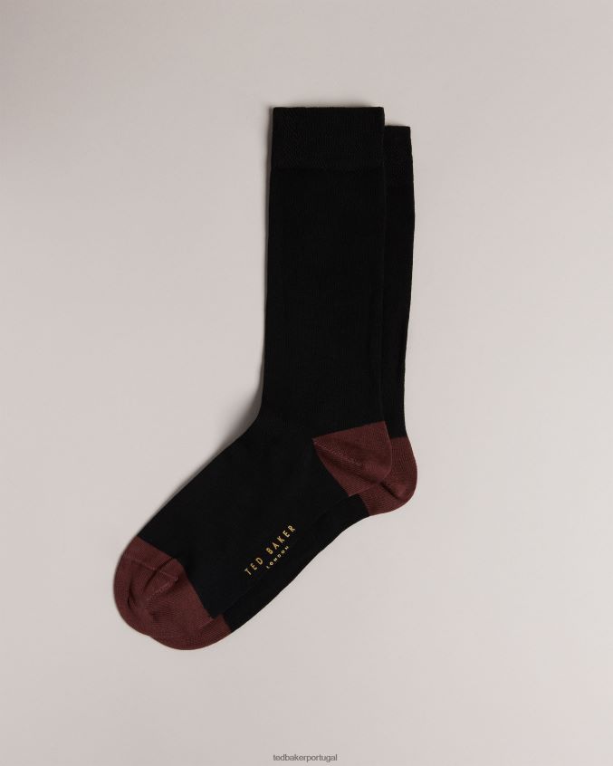 acessórios Ted Baker meia lisa clássica preto homens 8X6HDF1935
