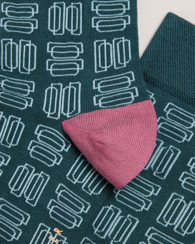 acessórios Ted Baker meias com padrão geométrico gridsoc verde homens 8X6HDF1976