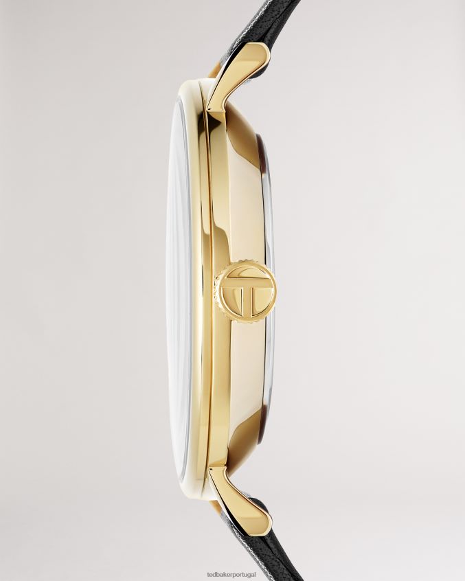 acessórios Ted Baker relógio cloque metálico e couro preto homens 8X6HDF2061