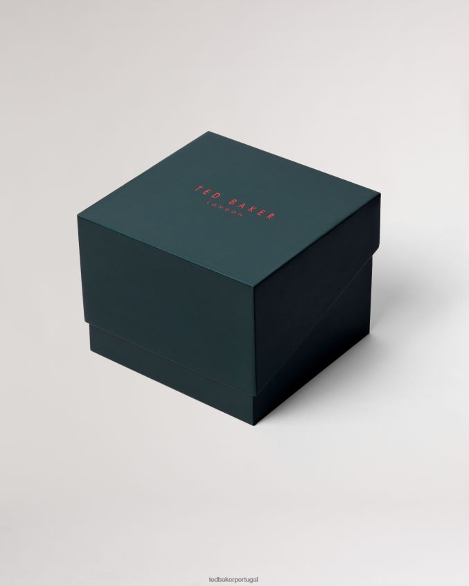 acessórios Ted Baker relógio cloque metálico e couro preto homens 8X6HDF2061