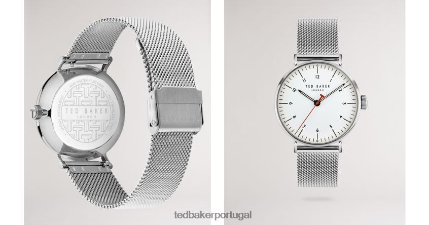 acessórios Ted Baker relógio com pulseira de malha de espuma cor prata homens 8X6HDF2048