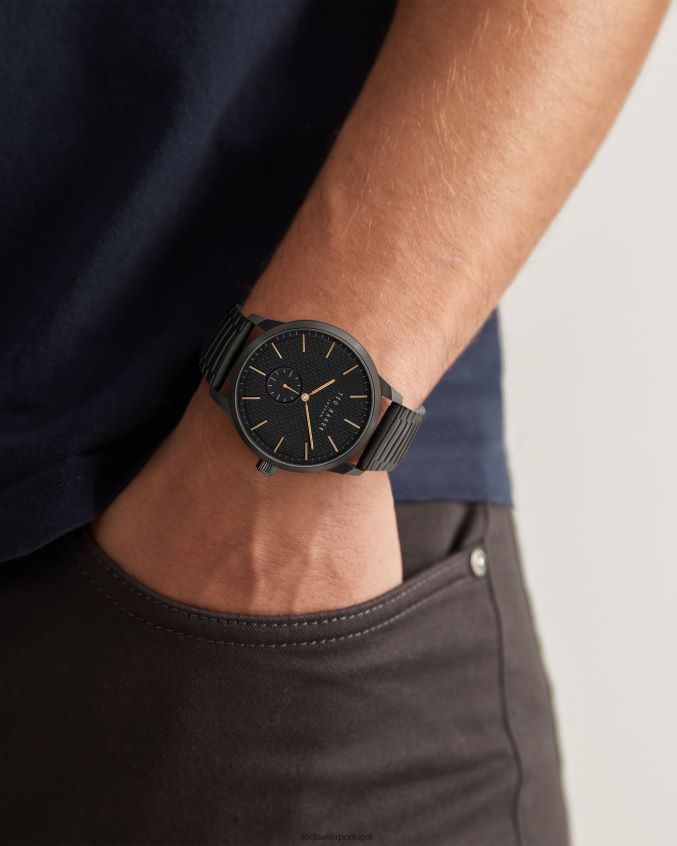 acessórios Ted Baker vigie pulseira pulseira relógio preto homens 8X6HDF1878