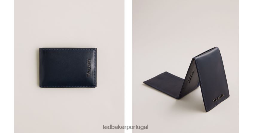 acessórios Ted Baker porta-cartões de couro dobrado Sammey marinha homens 8X6HDF1974