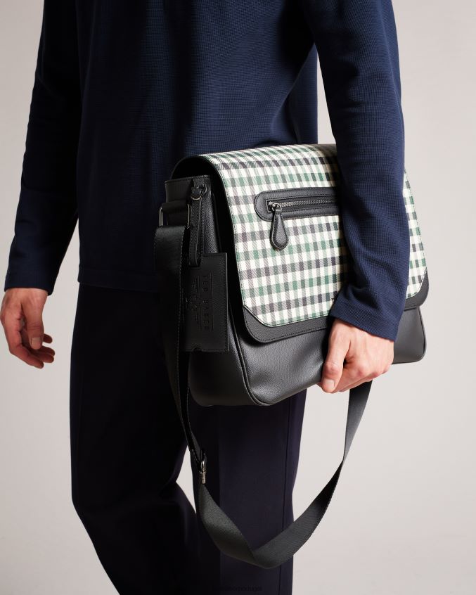 bolsas Ted Baker Bolsa mensageiro Portrey House Check PU marinha homens 8X6HDF1737