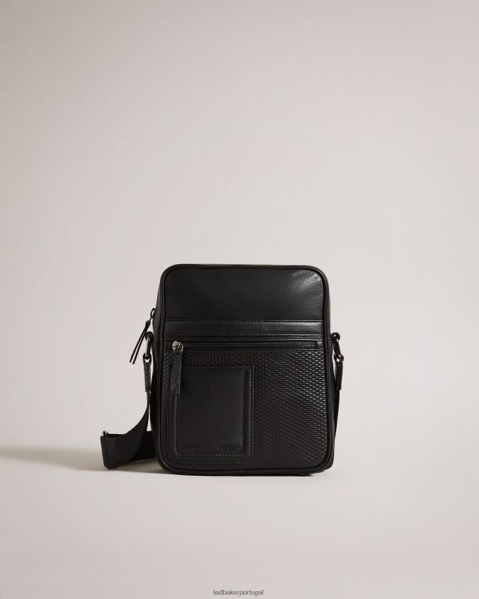 bolsas Ted Baker bolsa de voo canney em couro texturizado preto homens 8X6HDF1750