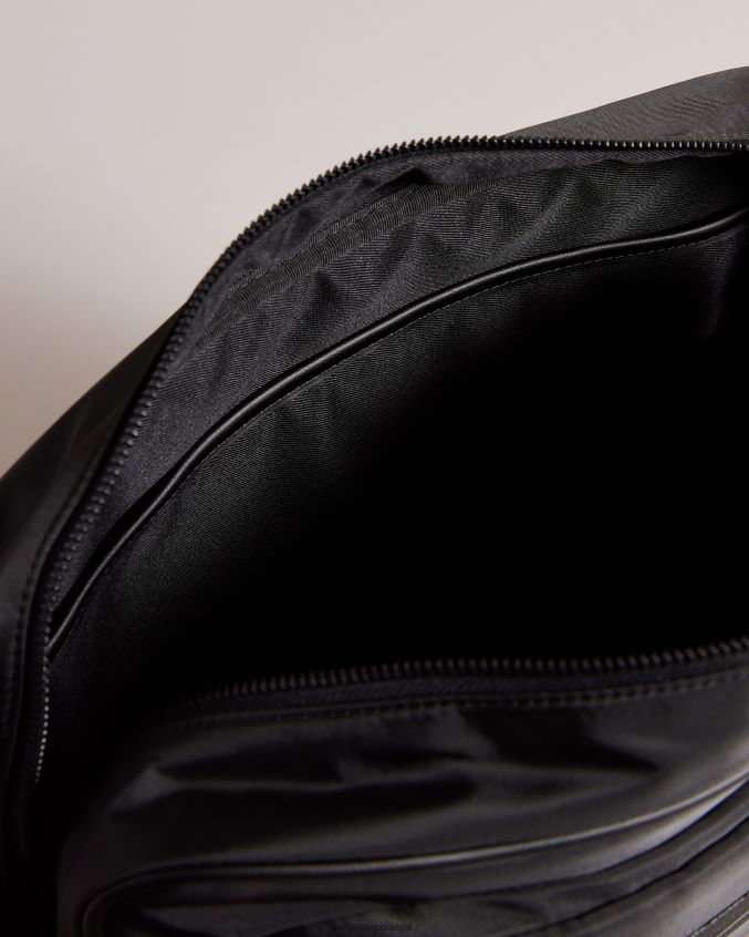 bolsas Ted Baker bolsa mensageiro esportiva retrô em sarja mate preto homens 8X6HDF1760