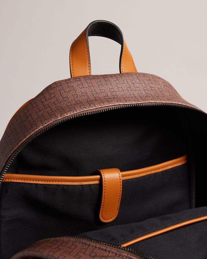 bolsas Ted Baker Mochila Trayton T Monograma chocolate marrom homens 8X6HDF1738