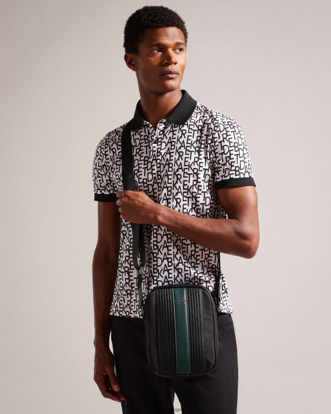 bolsas Ted Baker bolsa de voo grande listrada em pu rockie core twill preto homens 8X6HDF1761