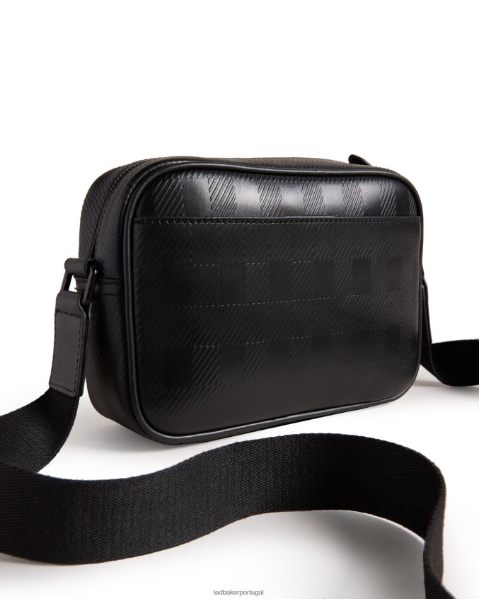 bolsas Ted Baker chekam house check bolsa para câmera com relevo preto homens 8X6HDF1736