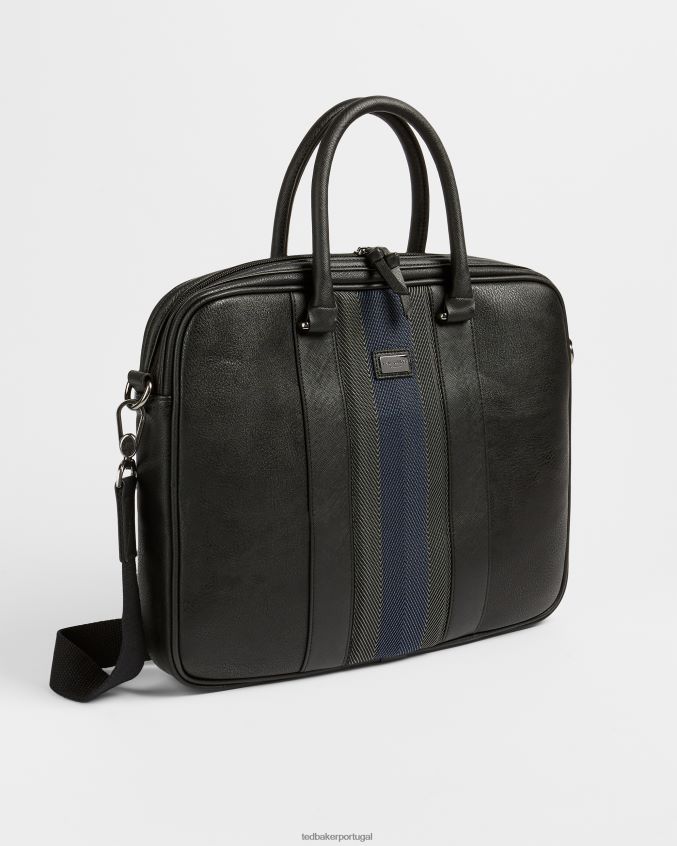 bolsas Ted Baker maleta de couro cherade com acabamento em listras preto homens 8X6HDF1788