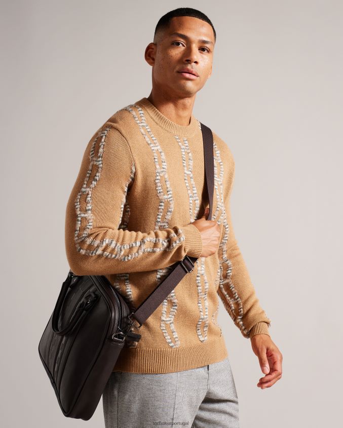 bolsas Ted Baker bolsa de documentos waymon house check pu chocolate marrom homens 8X6HDF1767