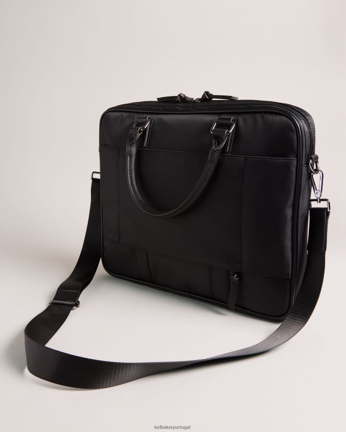 bolsas Ted Baker bolsa para documentos listrada em sarja com núcleo rooky preto homens 8X6HDF1764
