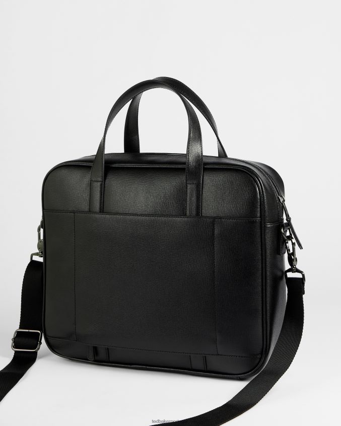 bolsas Ted Baker bolsa para documentos strath saffiano em couro preto homens 8X6HDF1765