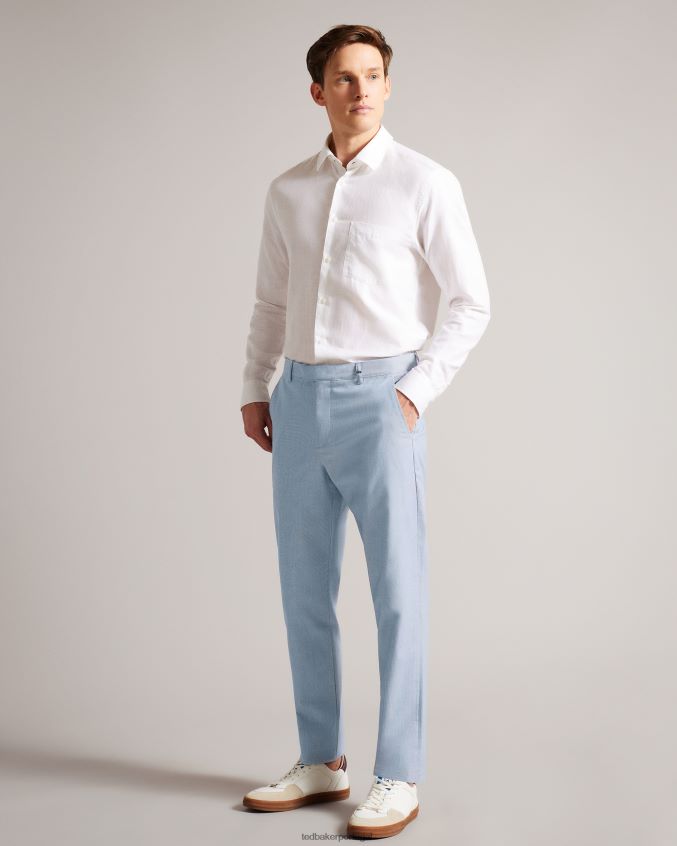 roupas Ted Baker calça dogtooth slim fit portmay azul homens 8X6HDF1473