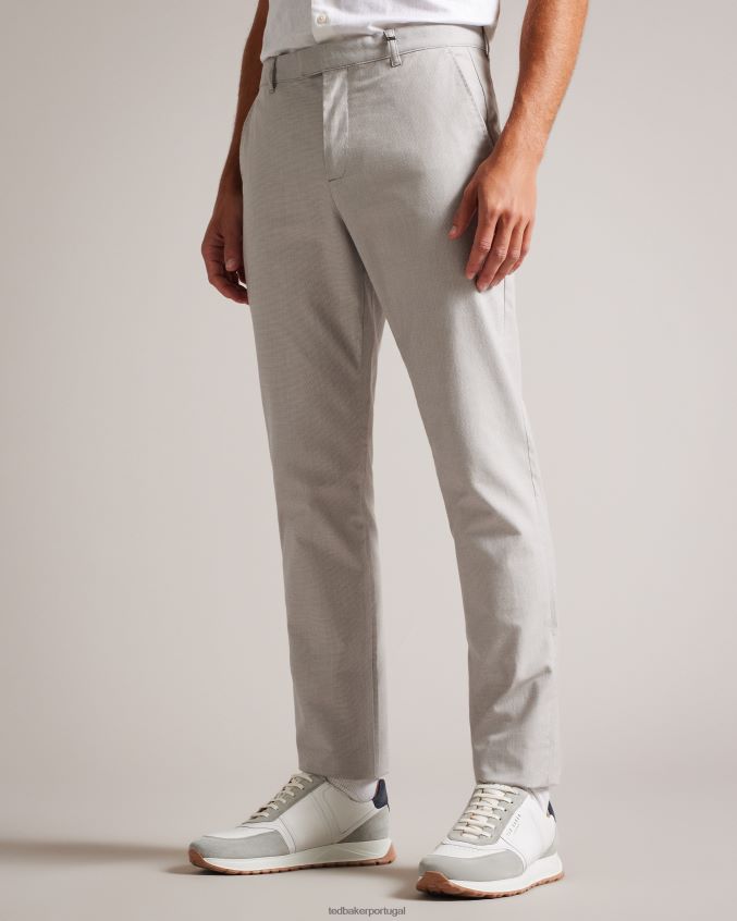 roupas Ted Baker calça dogtooth slim fit portmay cinza homens 8X6HDF1408