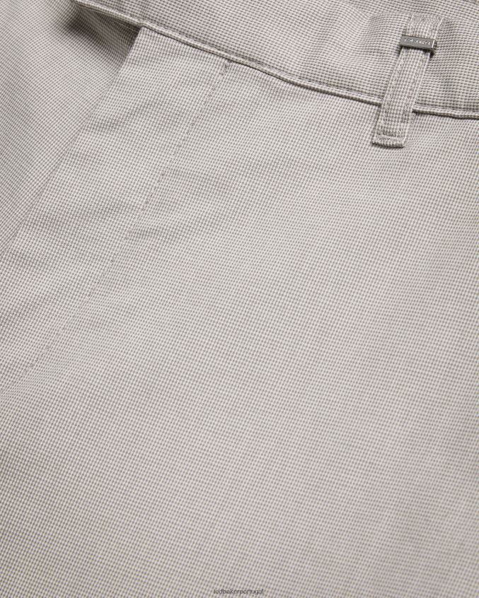 roupas Ted Baker calça dogtooth slim fit portmay cinza homens 8X6HDF1408