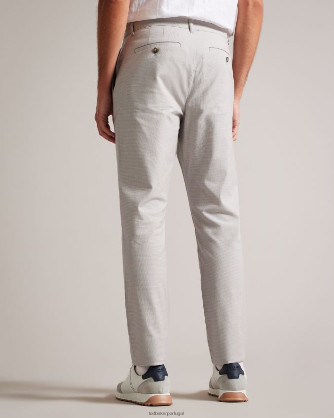 roupas Ted Baker calça dogtooth slim fit portmay cinza homens 8X6HDF1408