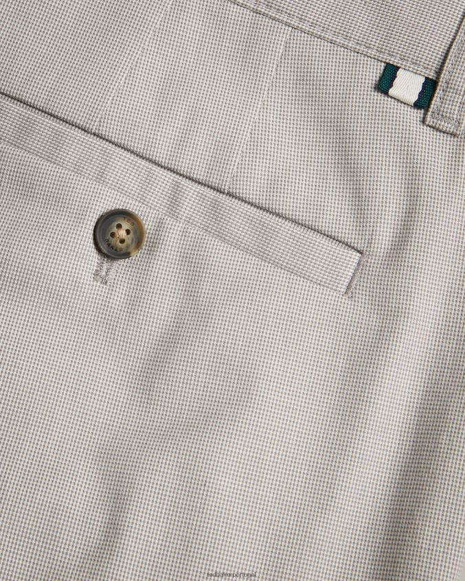 roupas Ted Baker calça dogtooth slim fit portmay cinza homens 8X6HDF1408