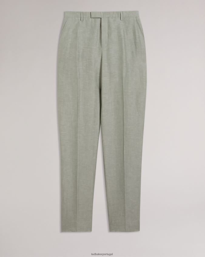 roupas Ted Baker calça lancet slim fit de lã e linho luz verde homens 8X6HDF1392