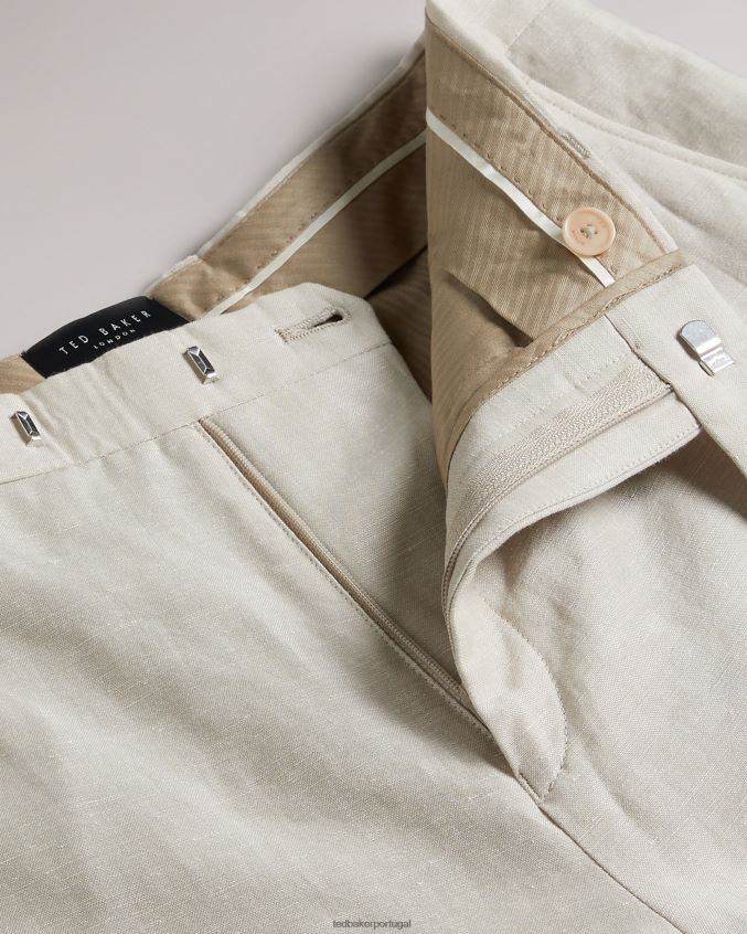 roupas Ted Baker calça lancet slim fit de lã e linho pedra homens 8X6HDF1384