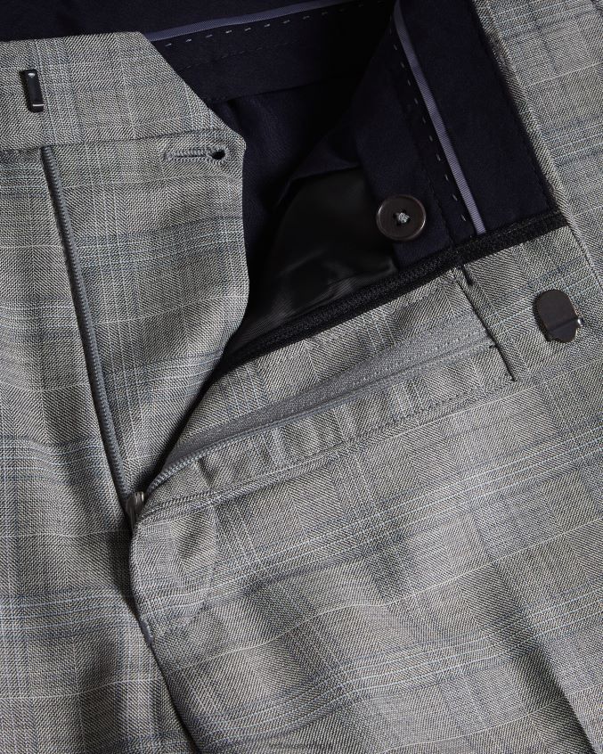 roupas Ted Baker calça xadrez mesclada de lã elgolts cinza homens 8X6HDF1397