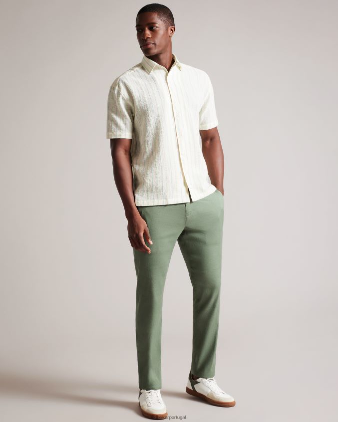 roupas Ted Baker calças elásticas de mistura de linho kimmel luz verde homens 8X6HDF1390