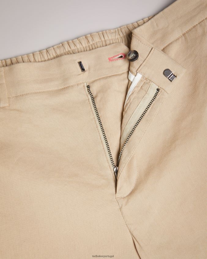 roupas Ted Baker calças elásticas de mistura de linho kimmel pedra homens 8X6HDF1443