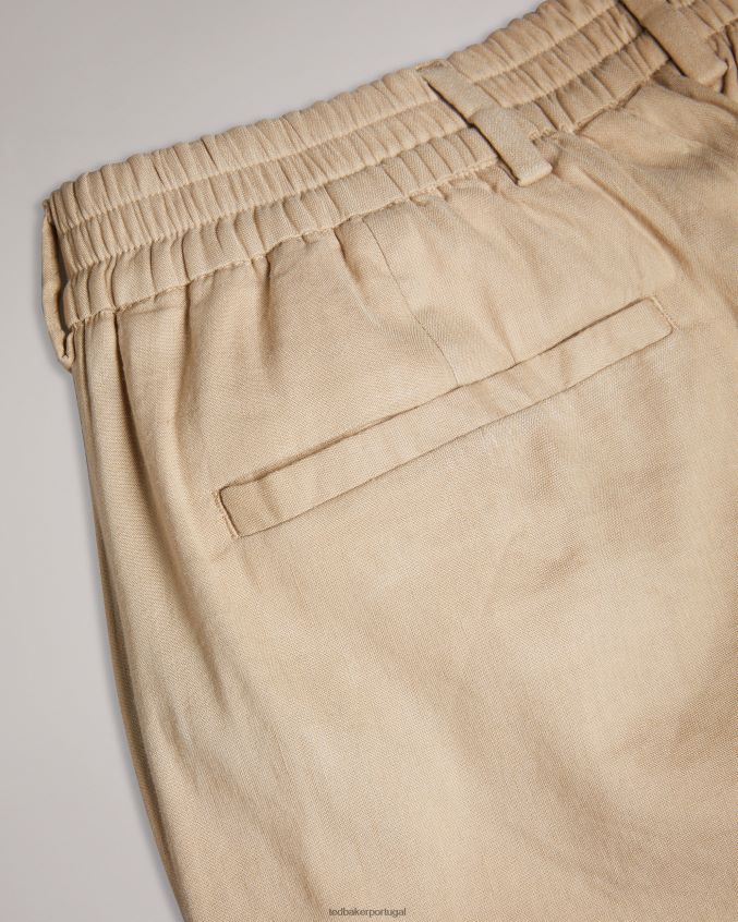 roupas Ted Baker calças elásticas de mistura de linho kimmel pedra homens 8X6HDF1443