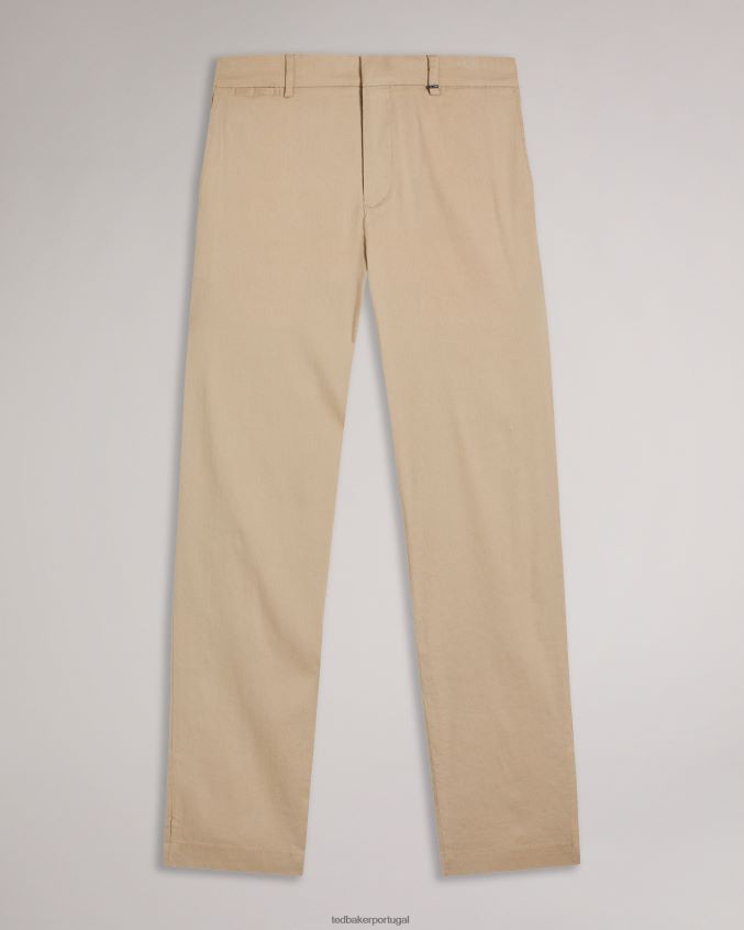 roupas Ted Baker calças elásticas de mistura de linho kimmel pedra homens 8X6HDF1443