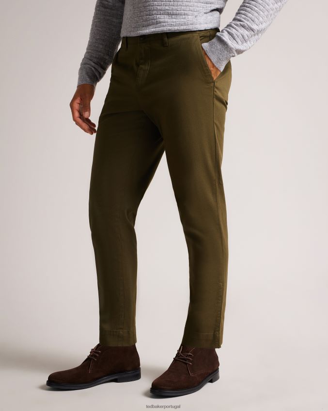 roupas Ted Baker calça chino genbee casual relaxada cáqui homens 8X6HDF1556