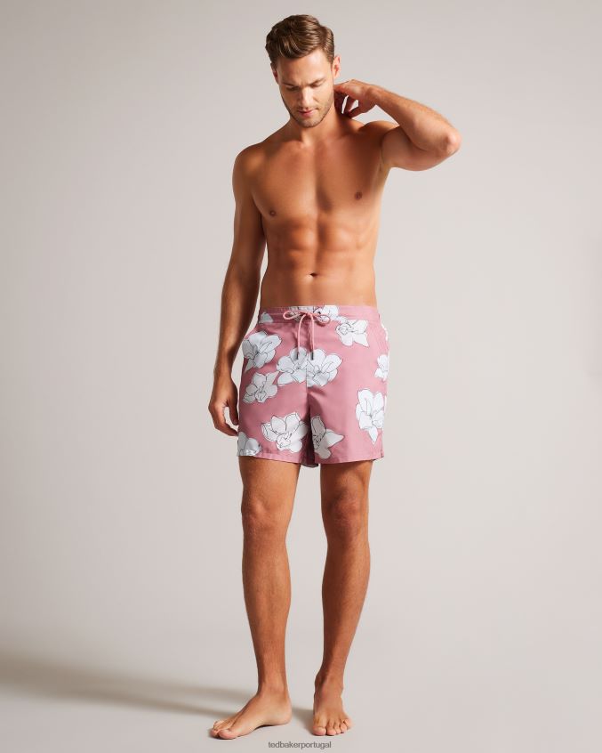 roupas Ted Baker bermuda de natação floral ampbell rosa médio homens 8X6HDF1425