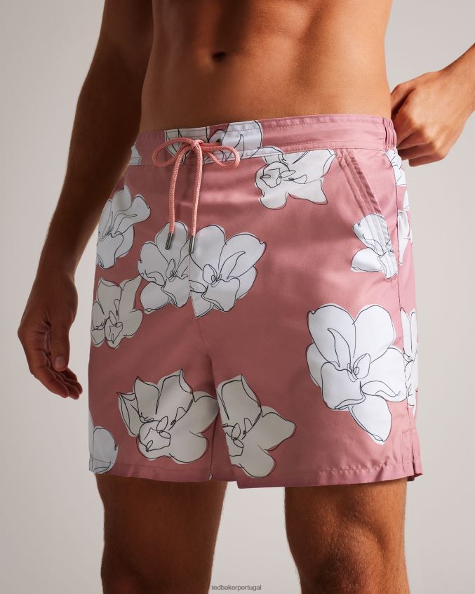 roupas Ted Baker bermuda de natação floral ampbell rosa médio homens 8X6HDF1425