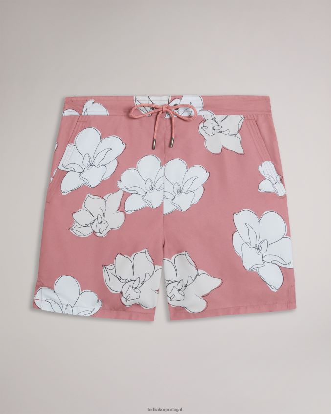 roupas Ted Baker bermuda de natação floral ampbell rosa médio homens 8X6HDF1425