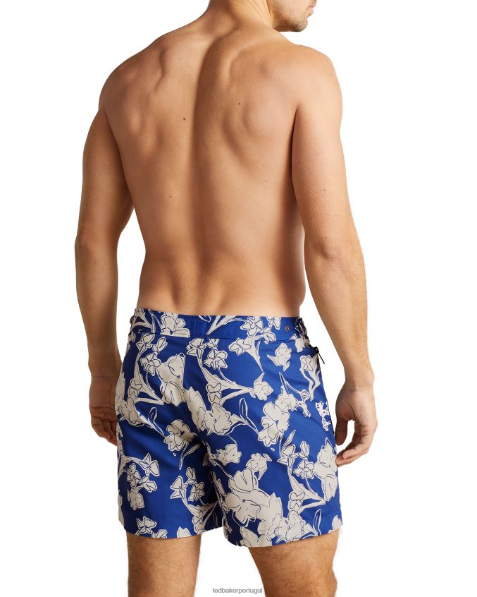 roupas Ted Baker haynee short de natação floral grande azul claro homens 8X6HDF1646