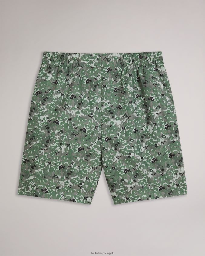 roupas Ted Baker short de natação com estampa floral kita camuflado cáqui homens 8X6HDF1545